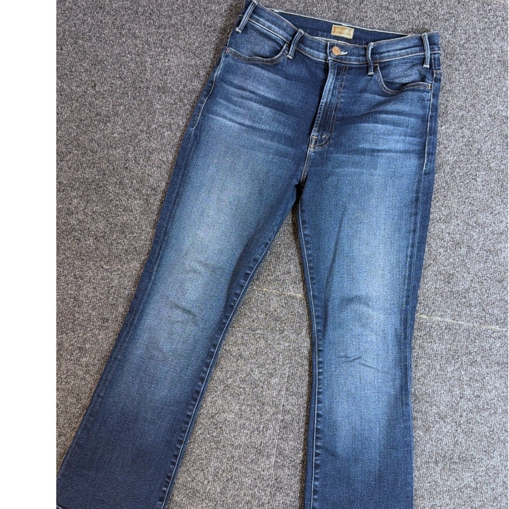 Mother The Hustler Ankle Jeans Taking Chances Blue Flare Stretch Denim Size 29
